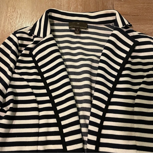 Fen Wright Manson Navy & White Stripe Blazer - Picture 2 of 5
